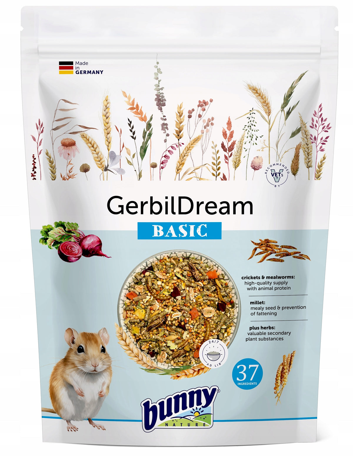 Bunny Nature Gerbil Dream Basic karma dla myszoskoczek 600 g – mieszanka 37 składników