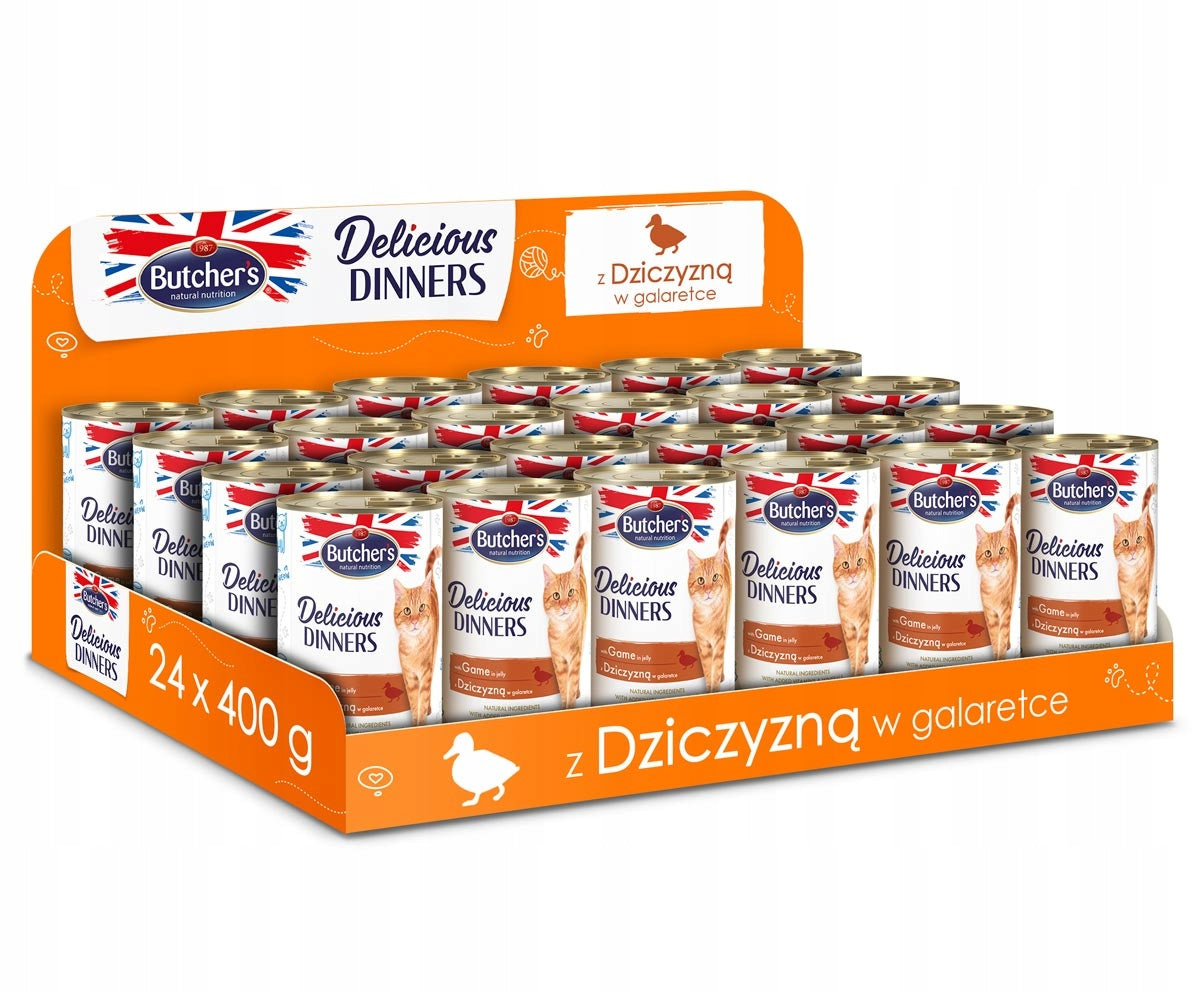 Butcher's karma mokra dla kota bez zbóż 24x400 g – dziczyzna w galaretce, dla dorosłych