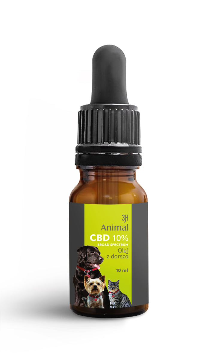 3H Group Olejek CBD 10% dla psa i kota 10 ml – krople Broad Spectrum na tranie z dorsza