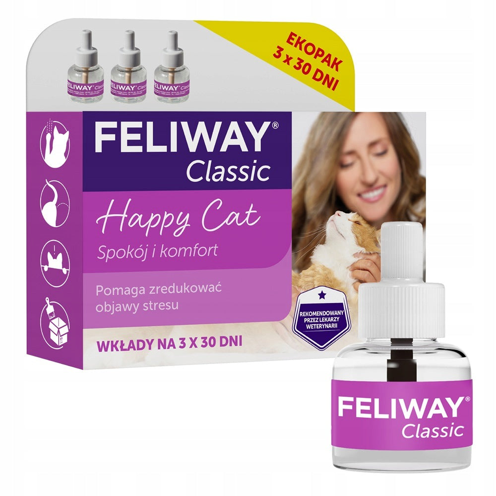 Ceva Feliway Classic wkład 48 ml – feromony uspokajające dla kota, zestaw 3 szt.