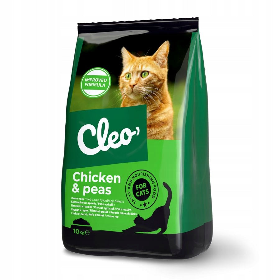Cleo karma sucha dla kota z kurczakiem i groszkiem 10 kg – dla dorosłych kotów