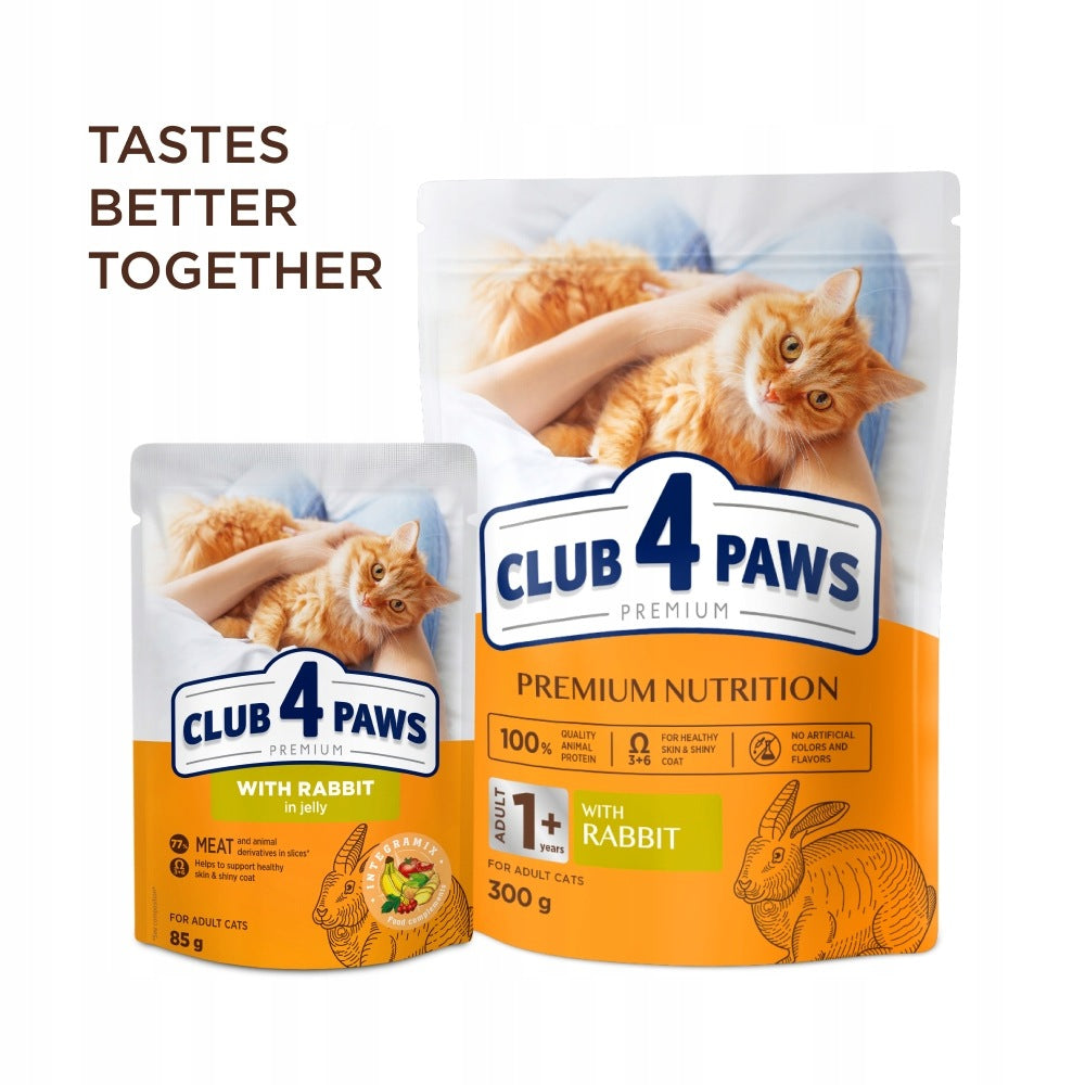 Club 4 Paws Premium sucha karma dla dorosłych kotów 2 kg z Omega-3 i tauryną – królik