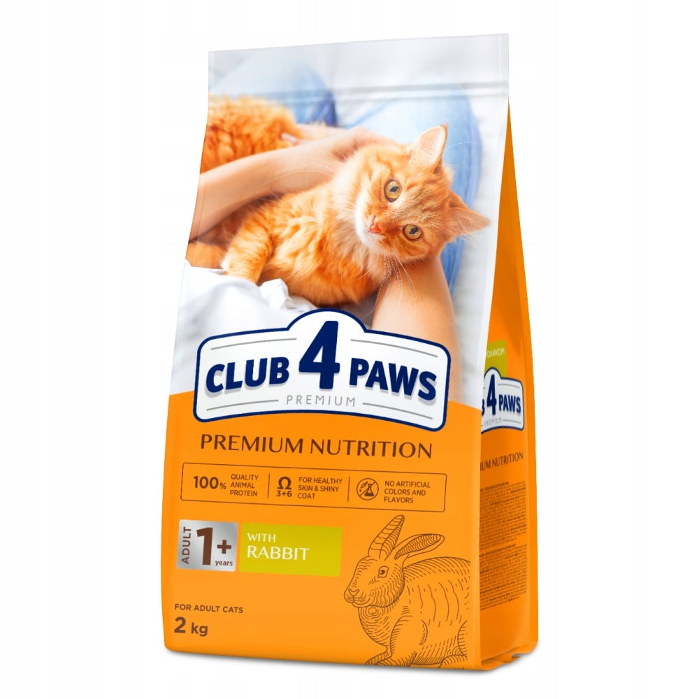 Club 4 Paws Premium sucha karma dla dorosłych kotów 2 kg z Omega-3 i tauryną – królik