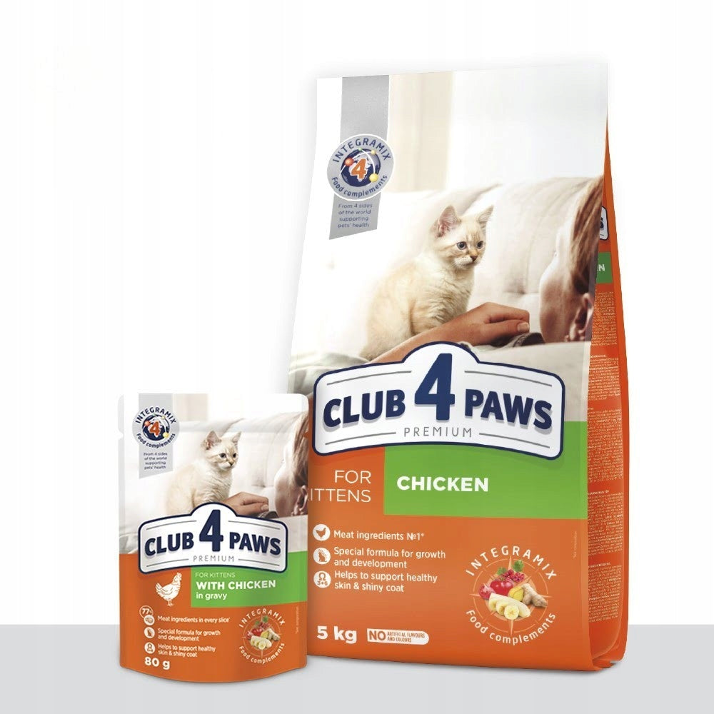 Club 4 Paws Premium sucha karma dla kociąt 5 kg z kurczakiem – wysokobiałkowa, pełnoporcjowa