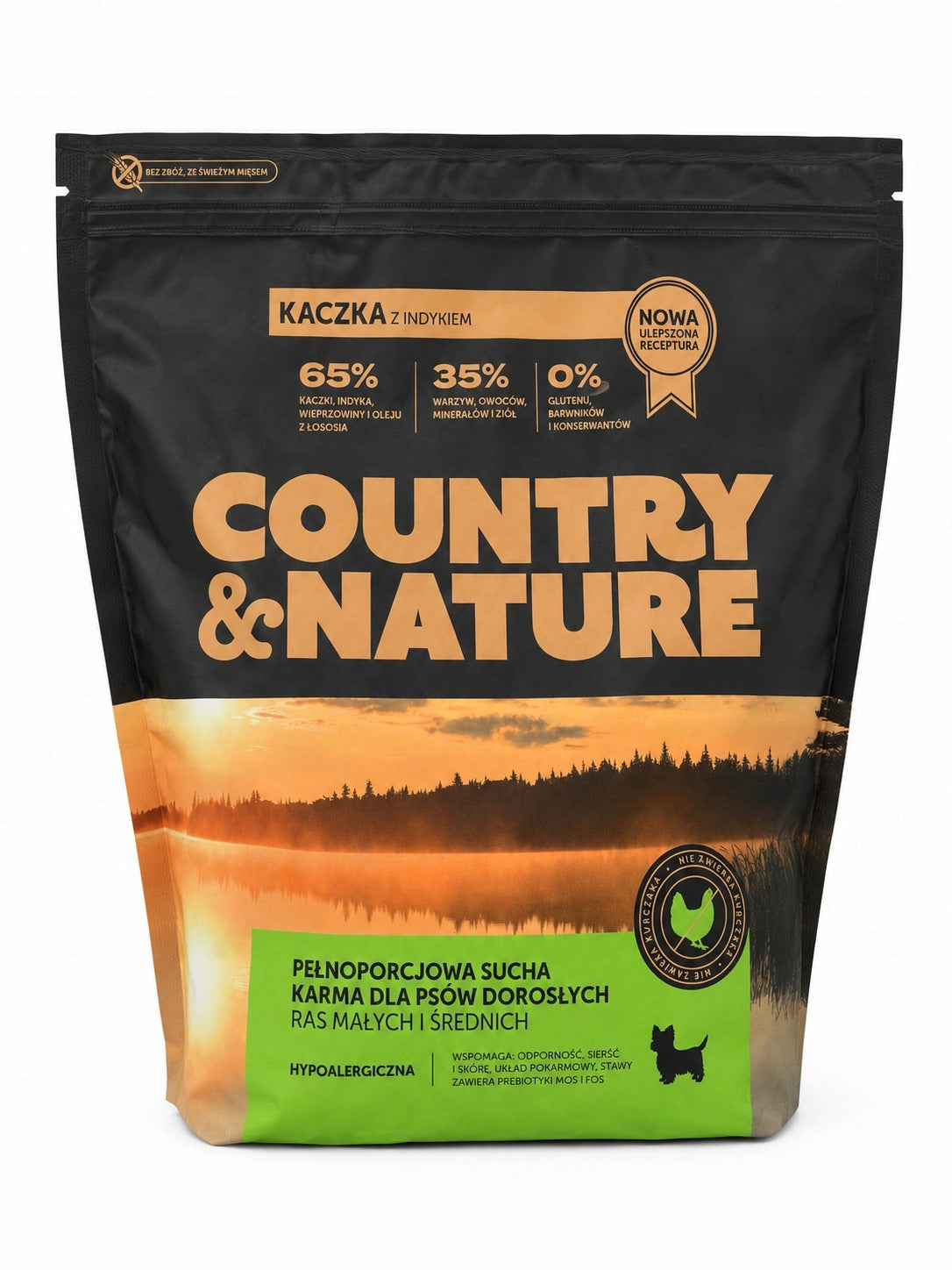 COUNTRY&NATURE Karma sucha dla psa 2 kg bezzbożowa, hipoalergiczna – kaczka z indykiem