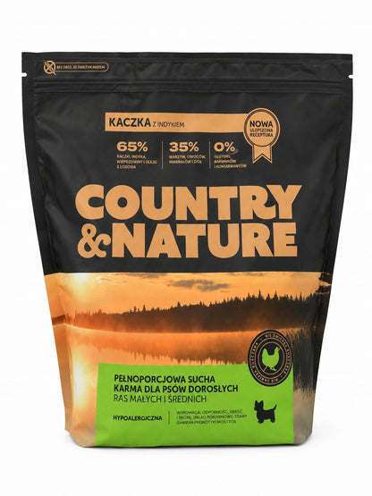 COUNTRY&NATURE Karma sucha dla psa 2 kg bezzbożowa, hipoalergiczna – kaczka z indykiem