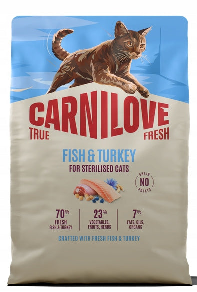 Carnilove True Fresh sucha karma dla kotów sterylizowanych 2 kg bezzbożowa – ryba i indyk