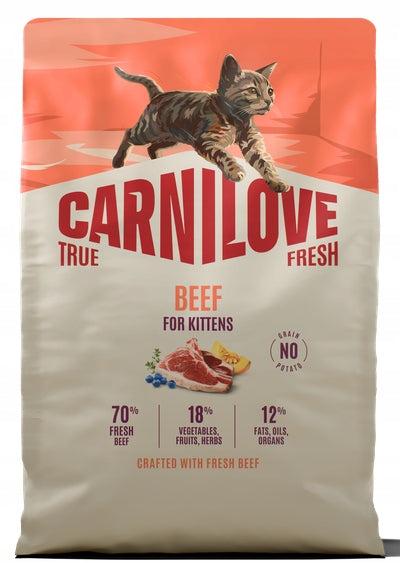 Carnilove True Fresh sucha karma dla kociąt 2 kg – bezzbożowa, 70% świeżej wołowiny