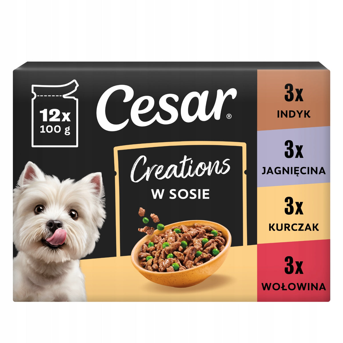 Cesar Creations mokra karma dla psa w sosie, saszetki 100 g, psy dorosłe – mix smaków