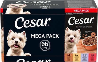 Cesar Wiejski Gulasz mokra karma dla psa w sosie 24 x 150 g – mix smaków