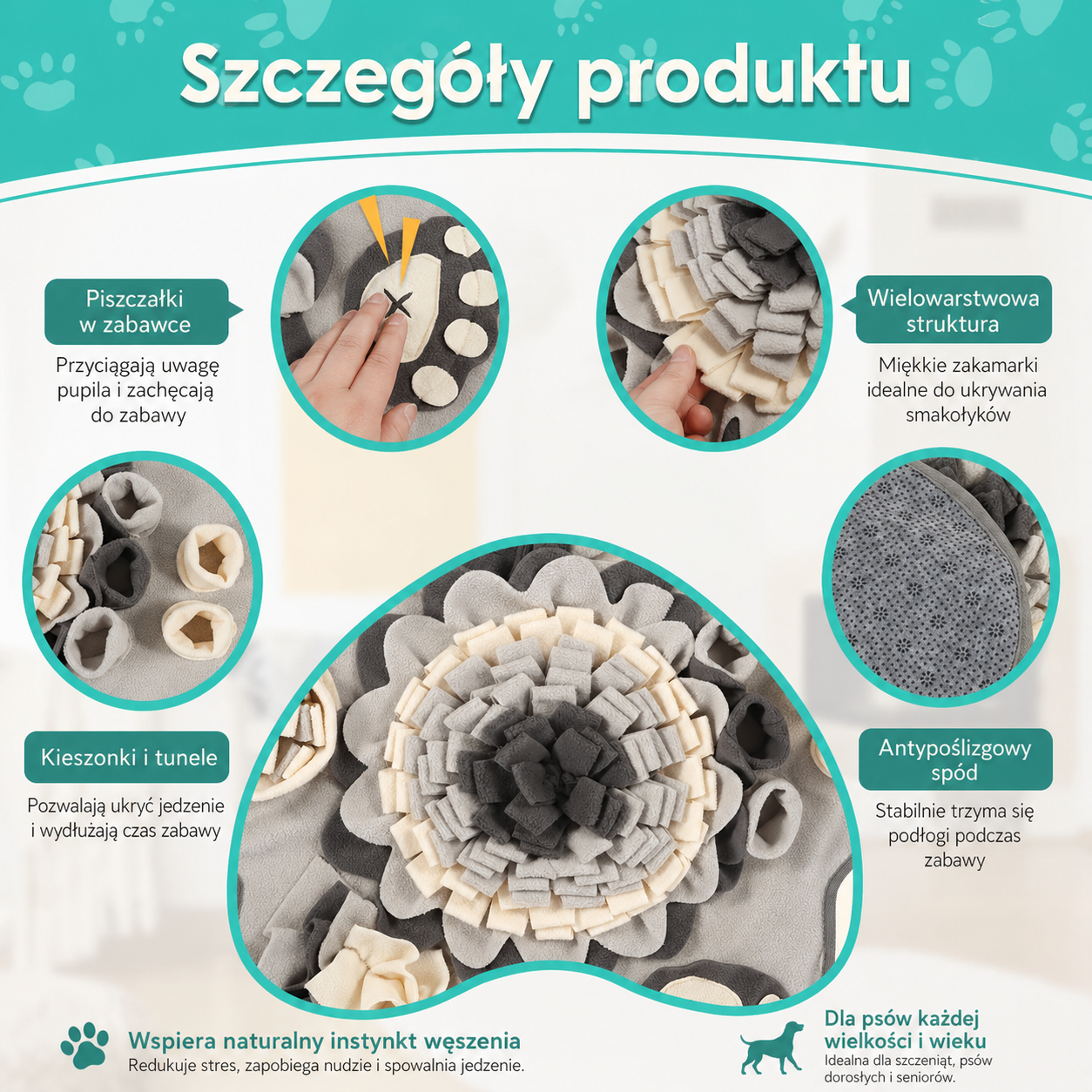Mata do węszenia pluszowa interaktywna zabawka dla psa trening