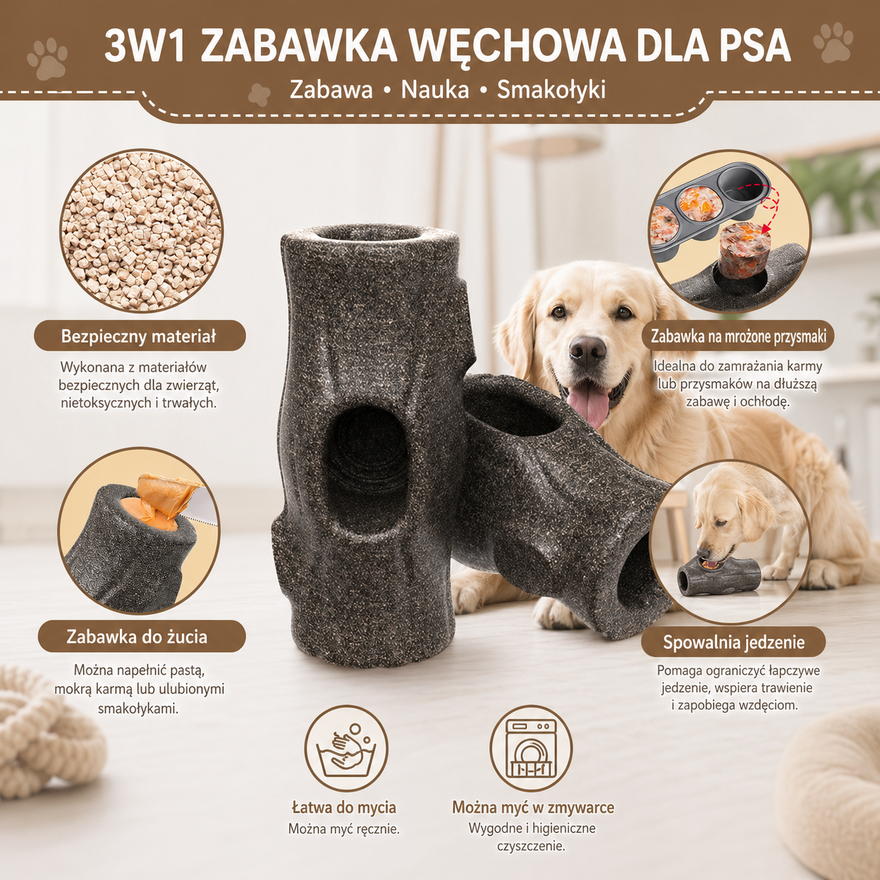 Zabawka nylonowa wytrzymała dla psa dużych ras do żucia i mrożonych przysmaków