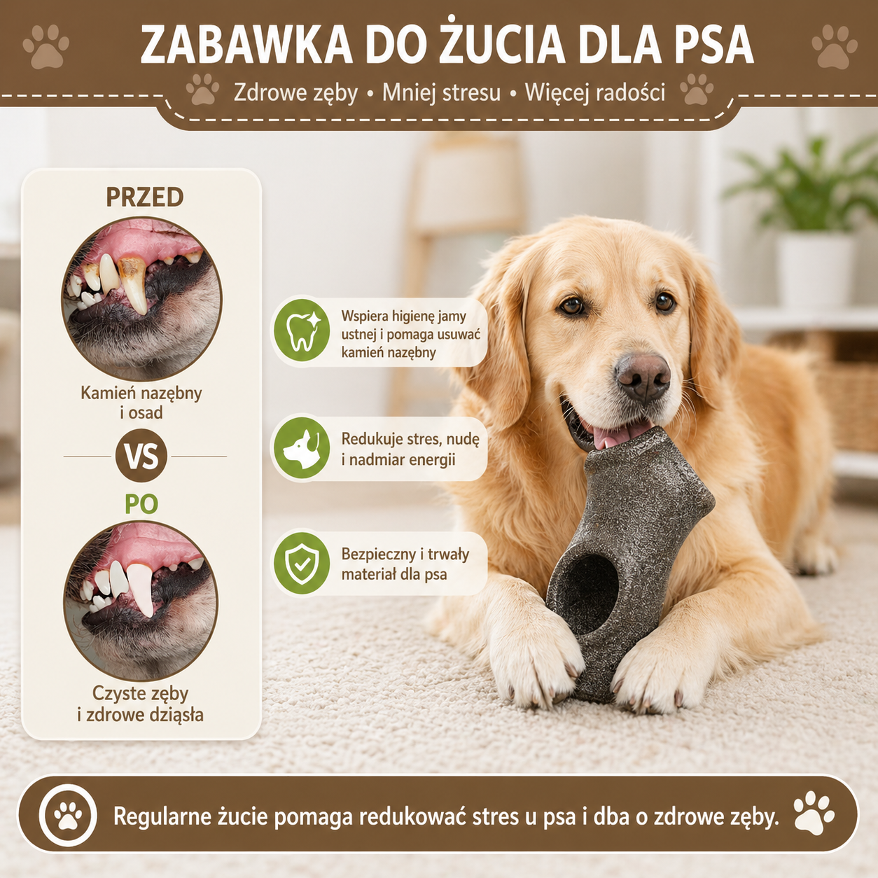 Zabawka nylonowa wytrzymała dla psa dużych ras do żucia i mrożonych przysmaków