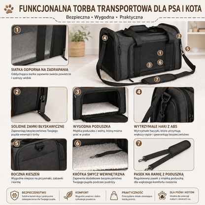 Torba podróżna nylonowa miękka i przewiewna składana dla psa i kota