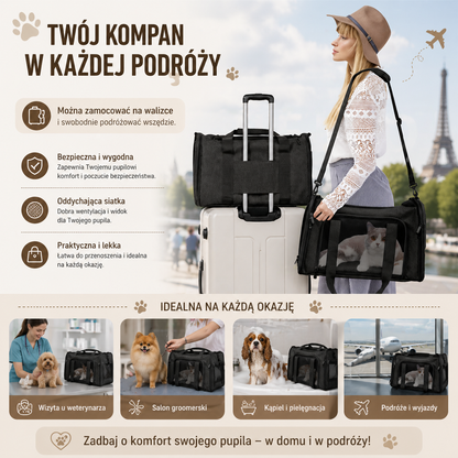 Torba podróżna nylonowa miękka i przewiewna składana dla psa i kota