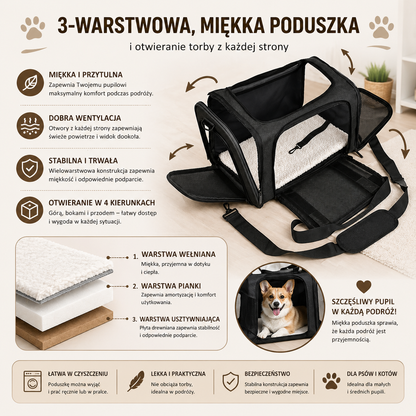 Torba podróżna nylonowa miękka i przewiewna składana dla psa i kota