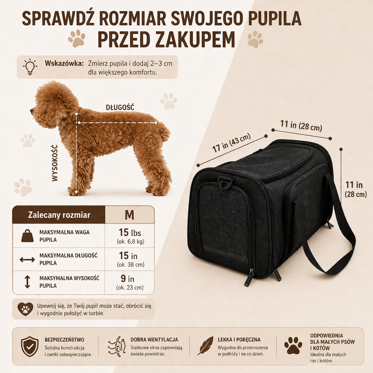 Torba podróżna nylonowa miękka i przewiewna składana dla psa i kota