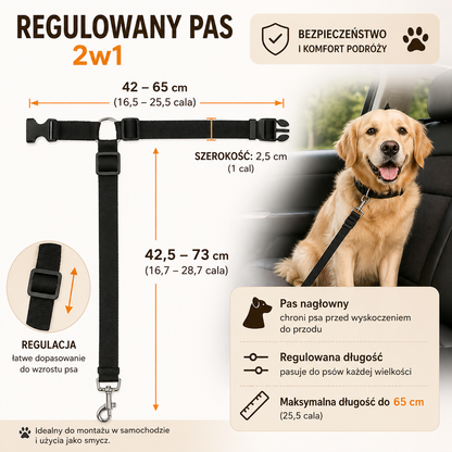 Pas bezpieczeństwa do samochodu regulowany do zagłówka
