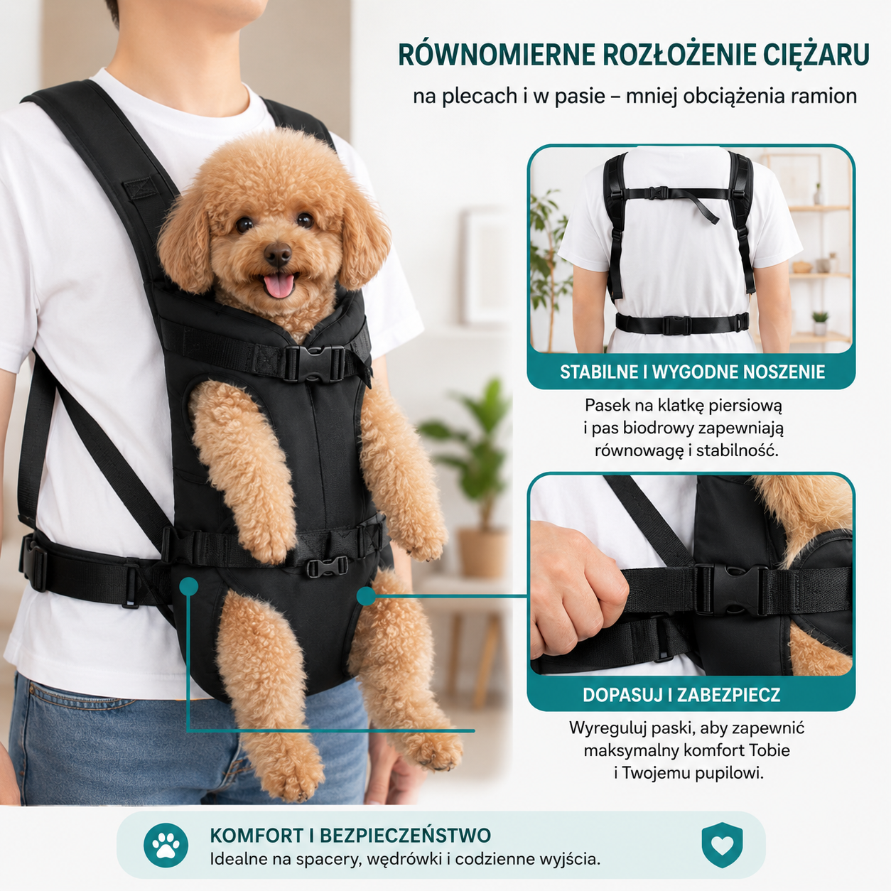 Nosidełko z nylonu i grubą pianką dla psa uniwersalne