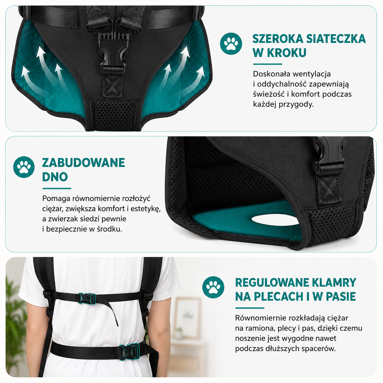 Nosidełko z nylonu i grubą pianką dla psa uniwersalne