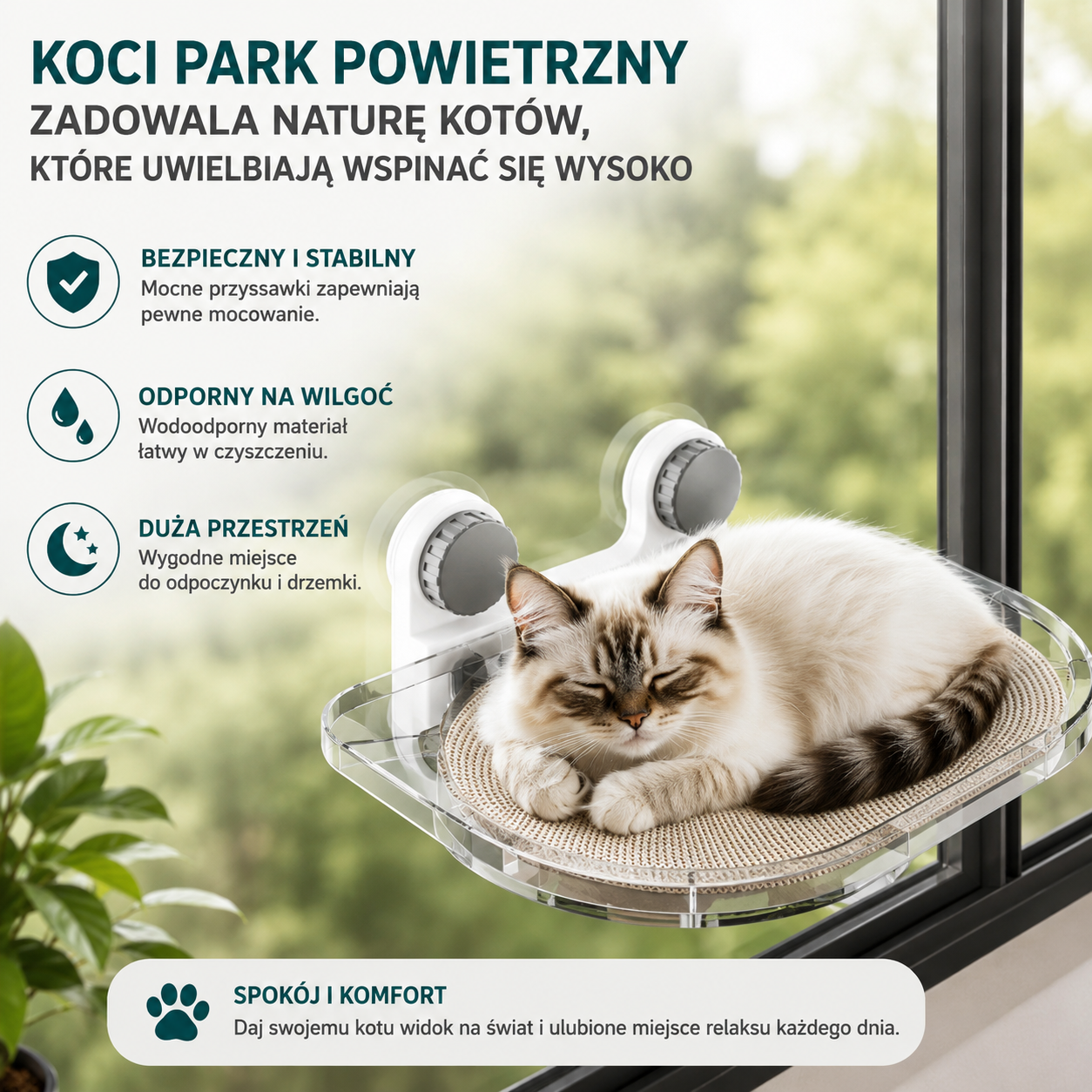 Hamak wiszący miękki pluszowy legowisko składane na oknie dla kota