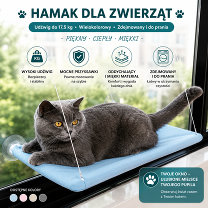 Hamak wiszący miękki pluszowy legowisko składane na oknie dla kota