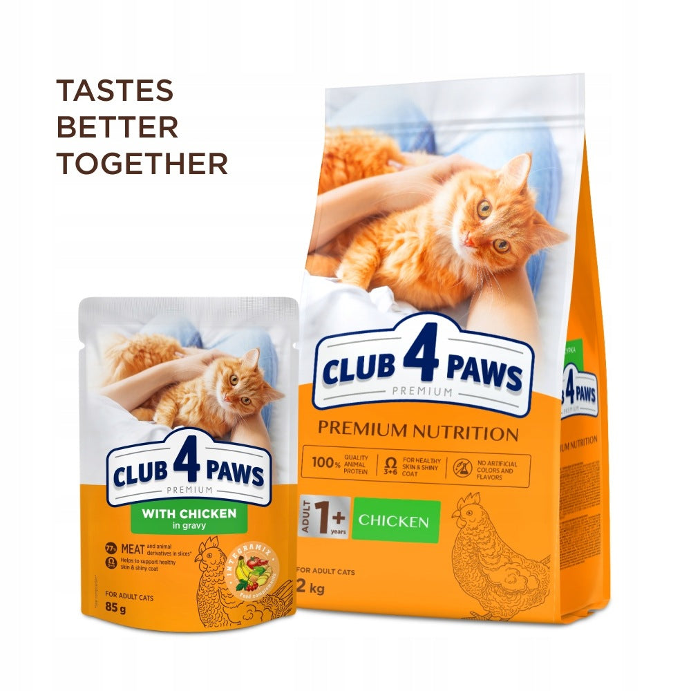 Club 4 Paws Premium sucha karma dla kotów dorosłych z kurczakiem 2 kg – pełnoporcjowa