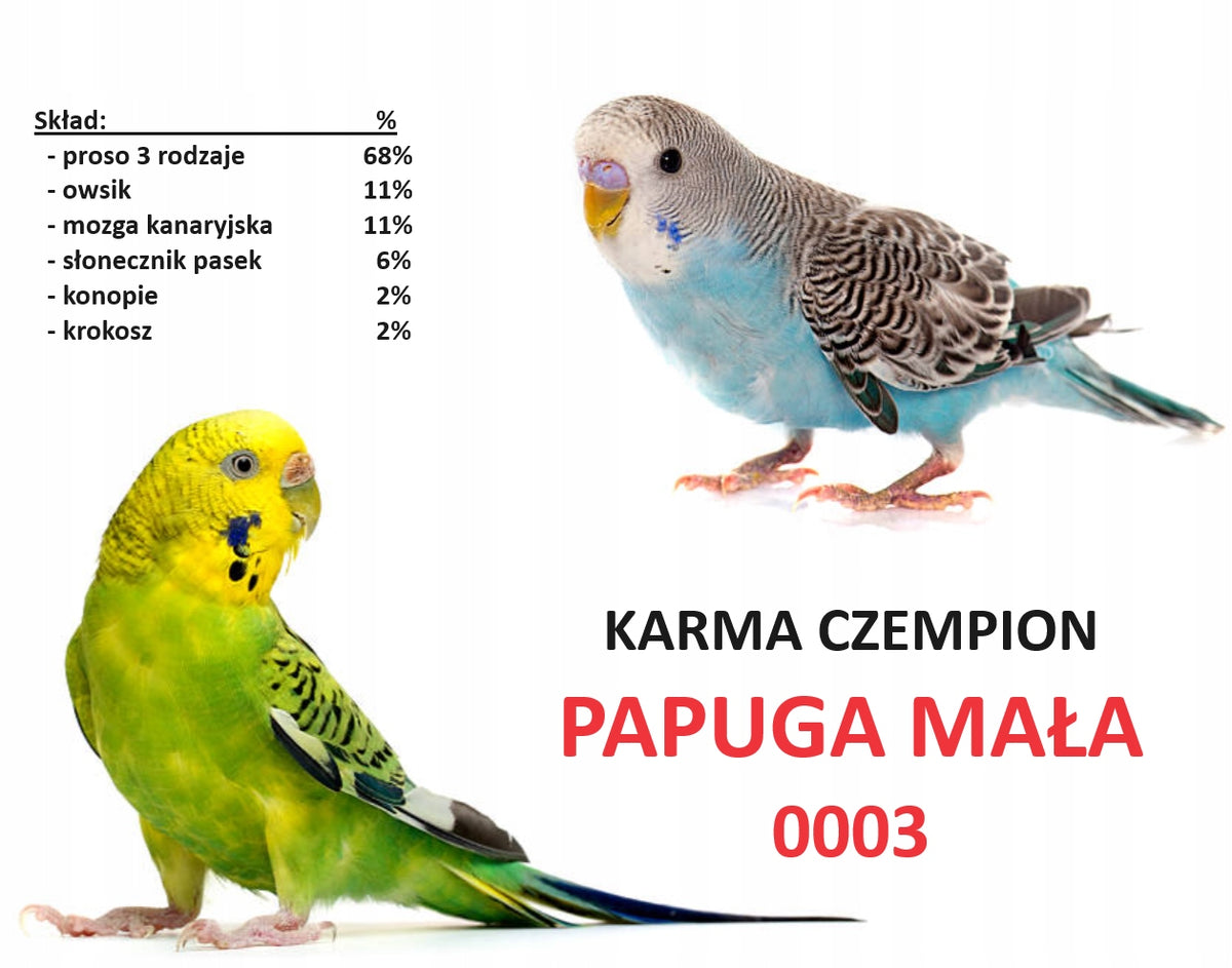 Czempion Karma dla papug małych i falistych 20 kg – mieszanka ziaren z prosem i owsem