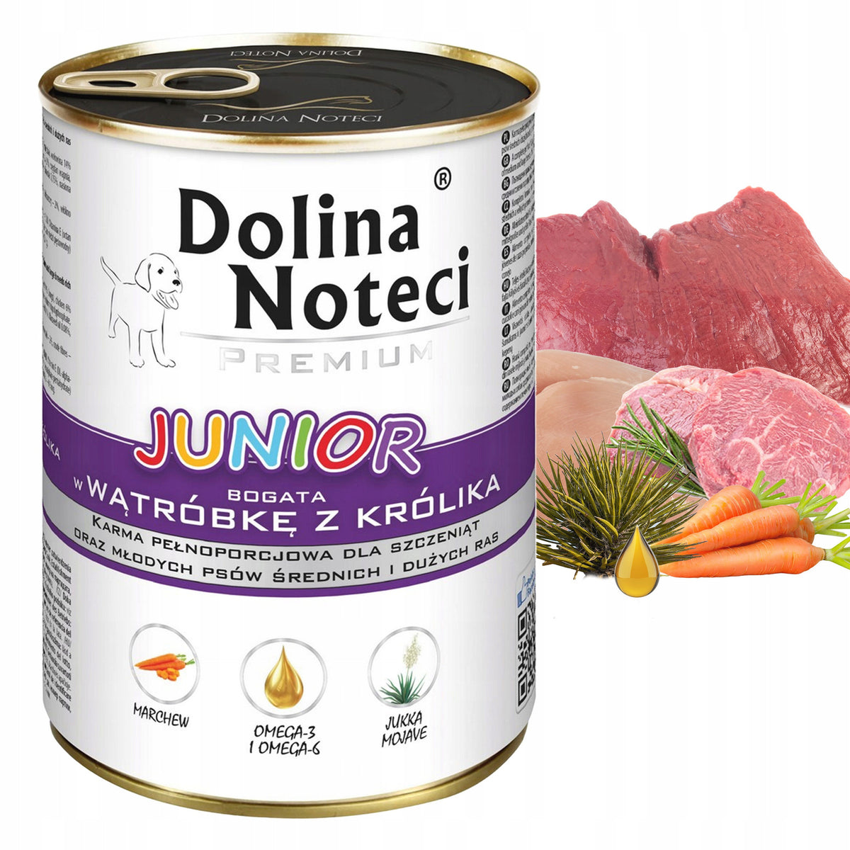 Dolina Noteci Junior karma mokra dla szczeniąt 50 x 400 g bez kurczaka – mix smaków