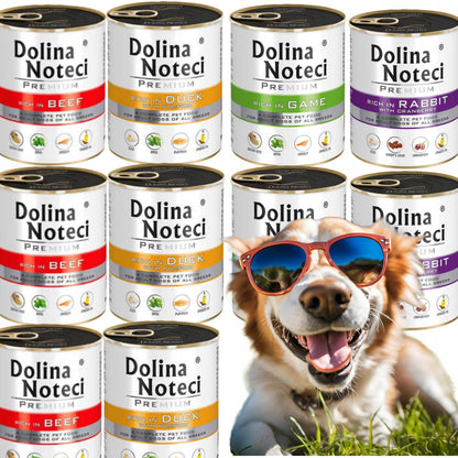 Dolina Noteci Premium mokra karma dla psa 10x800 g – mix smaków bez ryb, dla dorosłych psów