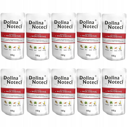 Dolina Noteci Premium mokra karma dla psa z wołowiną 10 x 150 g – bezzbożowa, saszetki