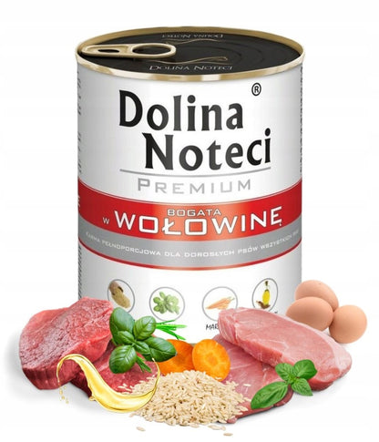 Dolina Noteci Premium mokra karma dla psa bogata w wołowinę 12 x 800 g – bezzbożowa, puszka