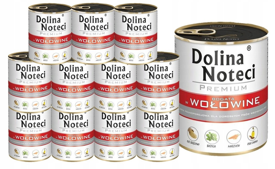 Dolina Noteci Premium mokra karma dla psa bogata w wołowinę 12 x 800 g – bezzbożowa, puszka