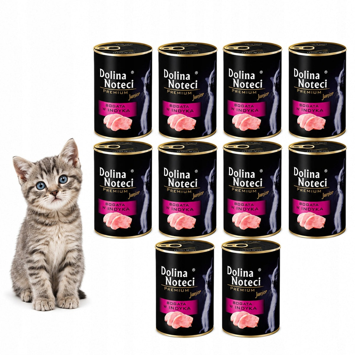 Dolina Noteci Premium Junior mokra karma dla kociąt indyk 12x400 g – bezzbożowa, puszki