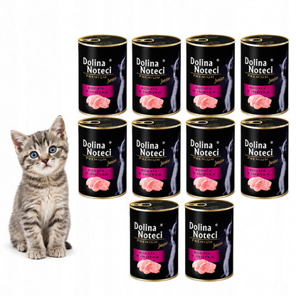 Dolina Noteci Premium Junior mokra karma dla kociąt indyk 12x400 g – bezzbożowa, puszki
