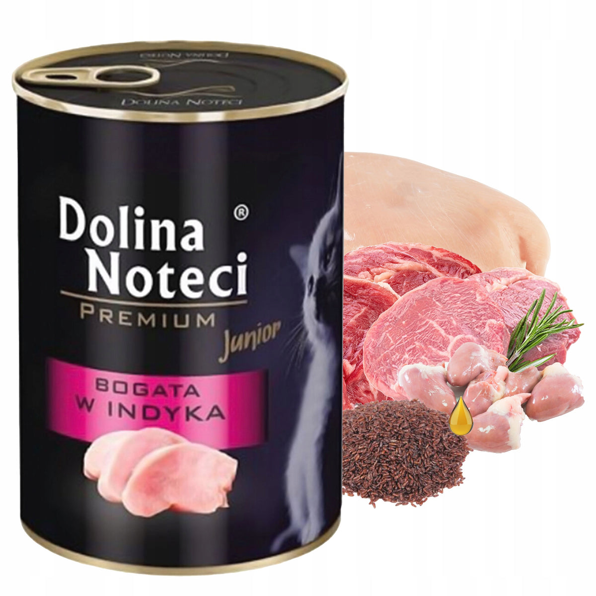 Dolina Noteci Premium Junior mokra karma dla kociąt indyk 12x400 g – bezzbożowa, puszki