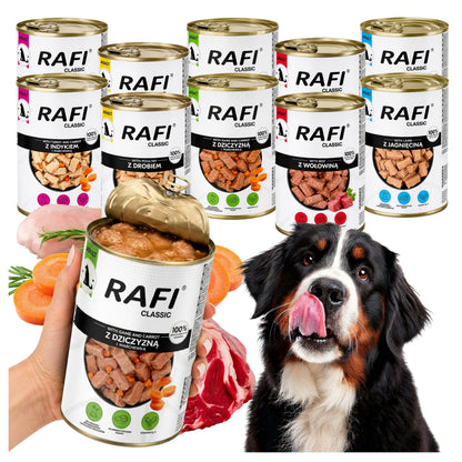 Rafi Classic mokra karma dla psa w puszkach 10 x 1240 g – zestaw mix smaków