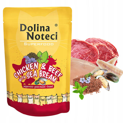 Dolina Noteci Superfood mokra karma dla kota bez zbóż 24 x 85 g – saszetki, mix smaków