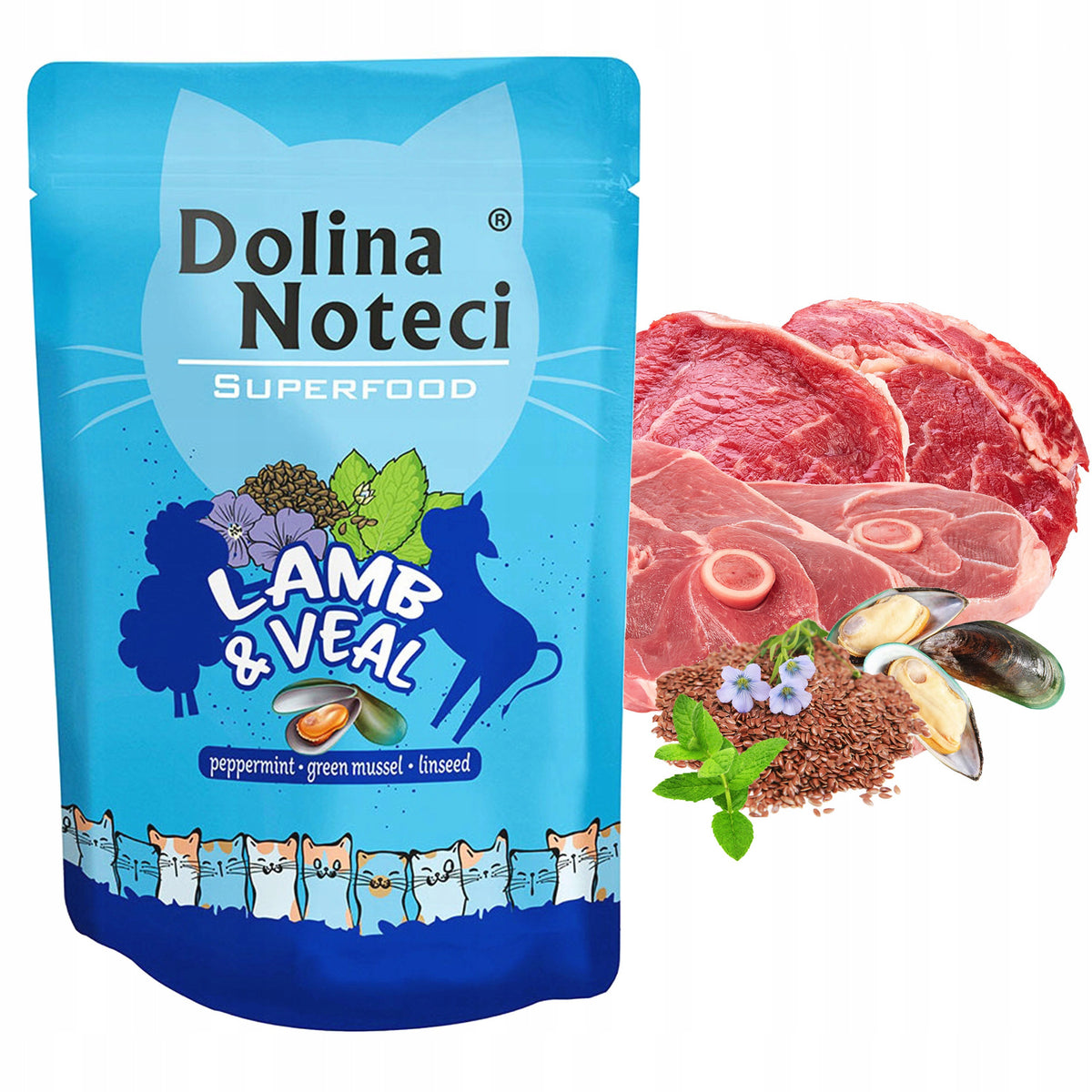 Dolina Noteci Superfood mokra karma dla kota bez zbóż 24 x 85 g – saszetki, mix smaków