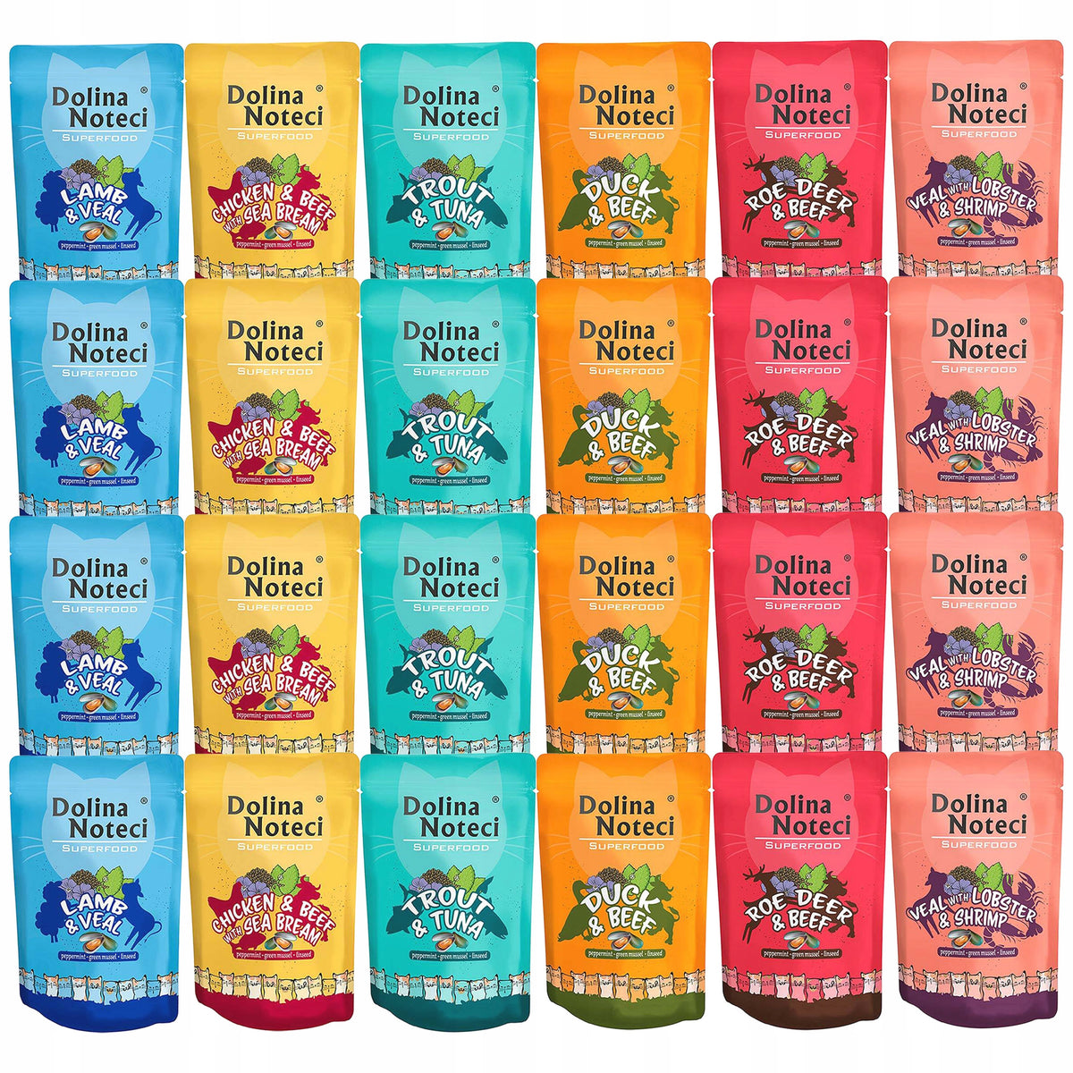 Dolina Noteci Superfood mokra karma dla kota bez zbóż 24 x 85 g – saszetki, mix smaków