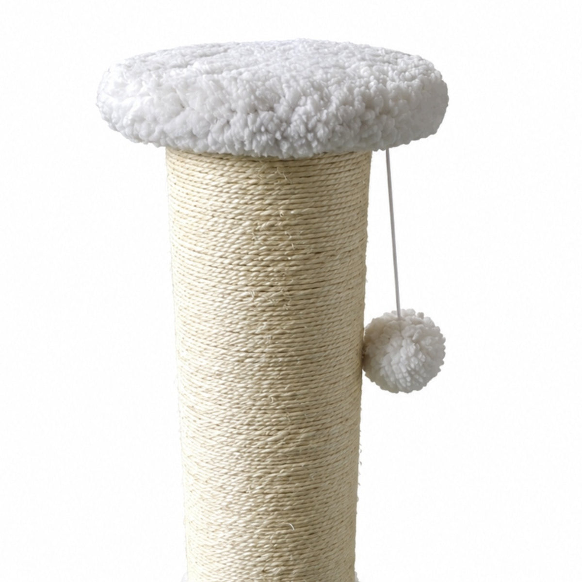 Ohmycat Drapak dla kota 81 cm z grubym słupkiem 14 cm z sizalu i zabawkami – kremowy