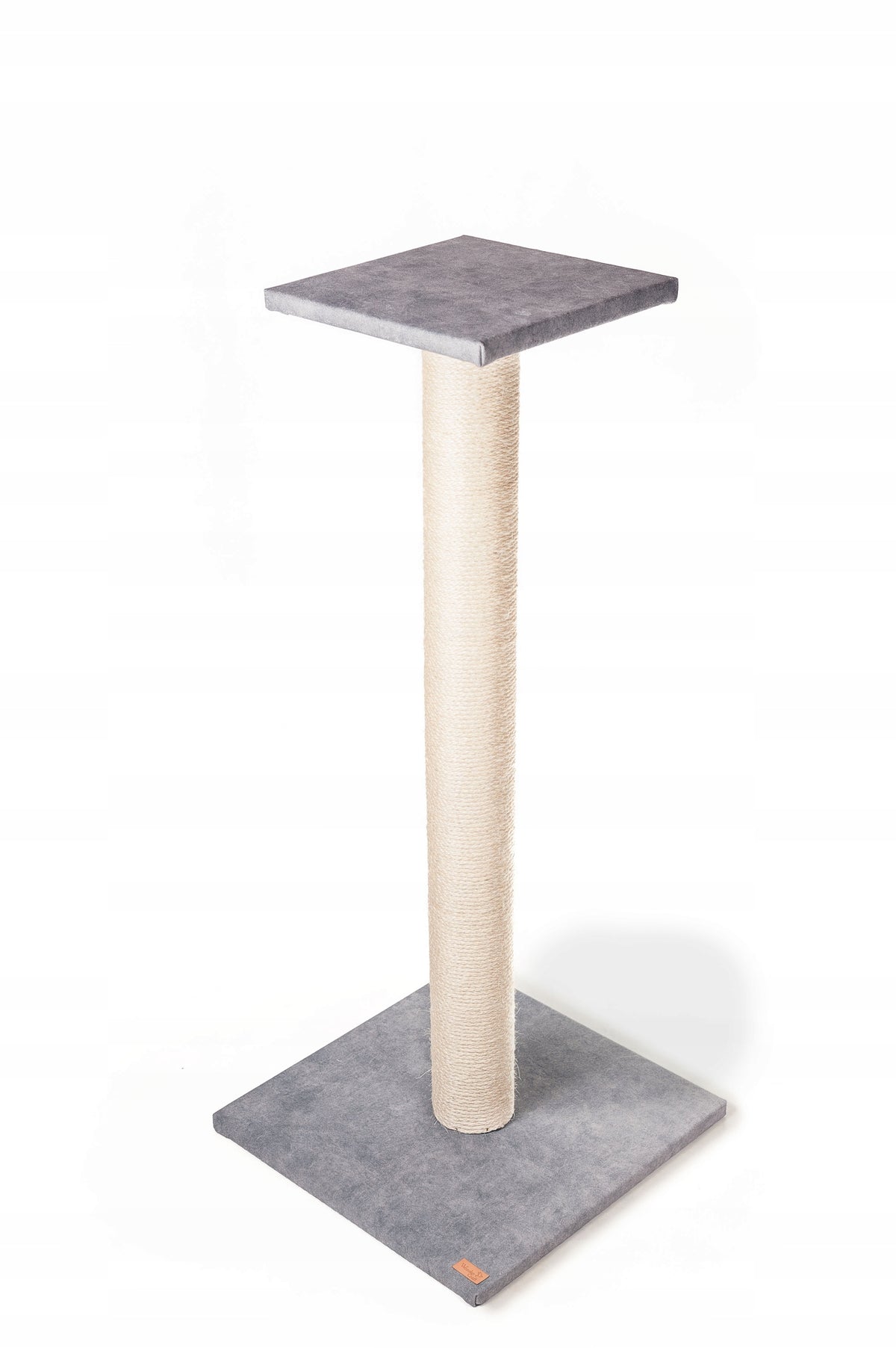 WonderCraft Drapak dla kota wysoki 104 cm z platformą, słupek z litego drewna i sizalu – szary