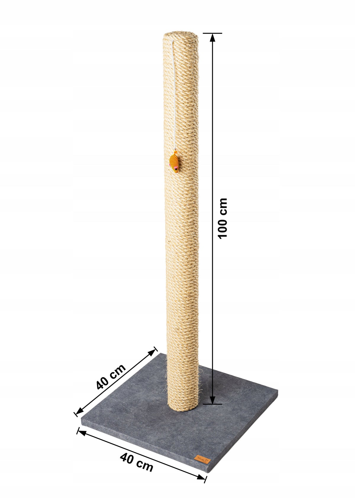 Wonder Craft Drapak dla kota 102 cm, słupek z litego drewna, lina sizalowa 6 mm – szary