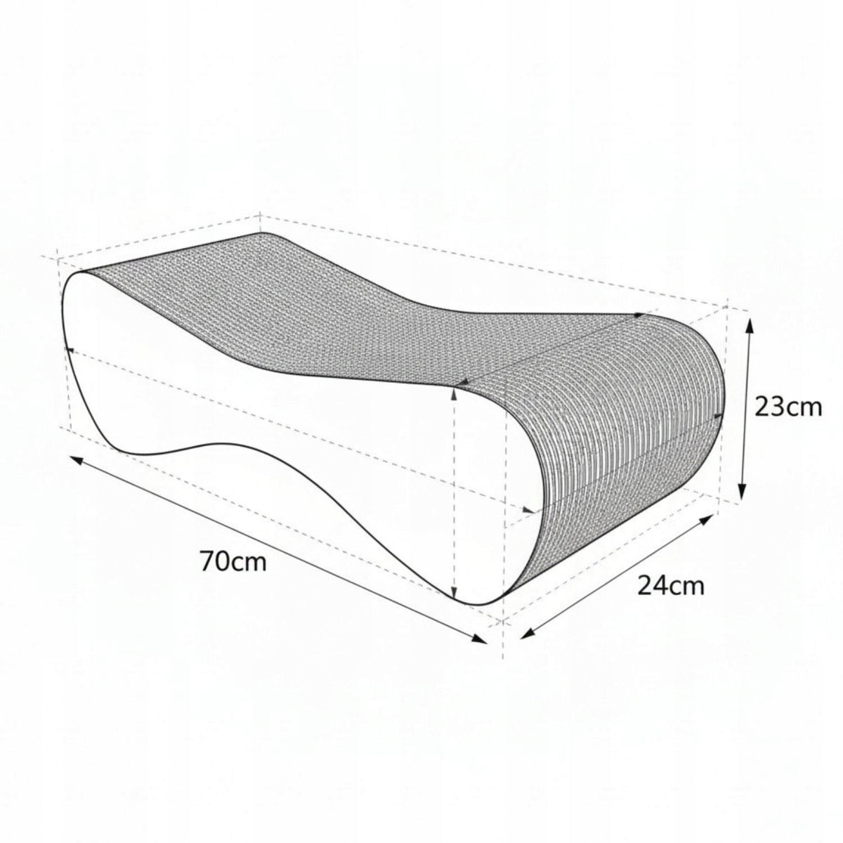 Mruu&Pruu Drapak dla kota z tektury 70 cm – niski, dwustronny, z funkcją legowiska, biały