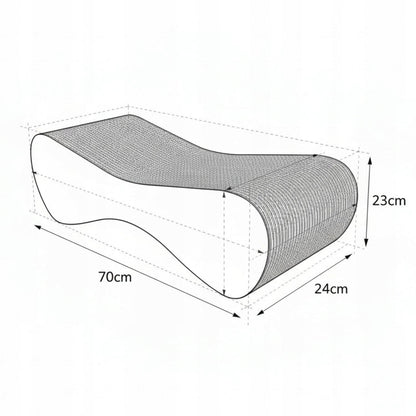 Mruu&Pruu Drapak dla kota z tektury 70 cm – niski, dwustronny, z funkcją legowiska, biały