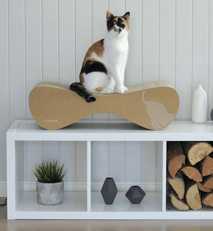 myKotty Vigo drapak dla kota z tektury 71 cm – legowisko i leżanka, brązowy