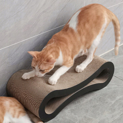 NUXIE Drapak tekturowy dla kota fala i legowisko 56 cm – czarno-beżowy