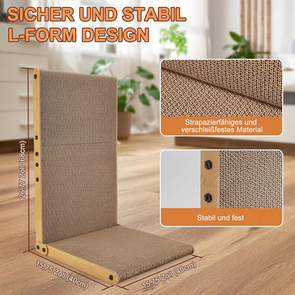 OWNpets Drapak dla kota tekturowy w kształcie L 68 x 40 x 40 cm z poduszką – brązowy
