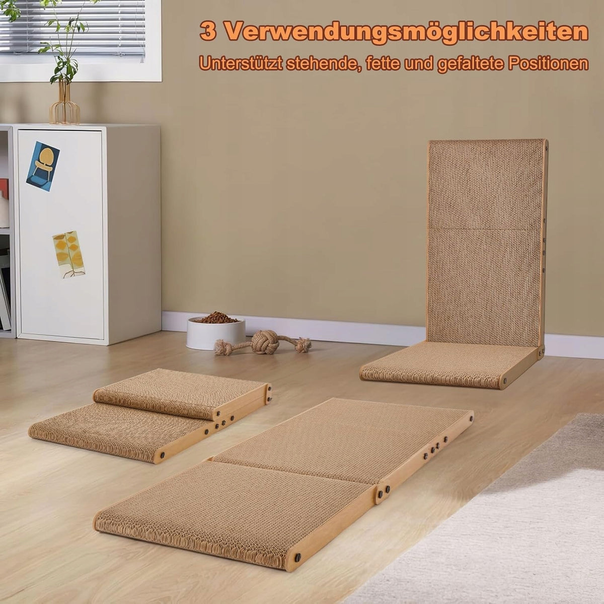 OWNpets Drapak dla kota tekturowy w kształcie L 68 x 40 x 40 cm z poduszką – brązowy