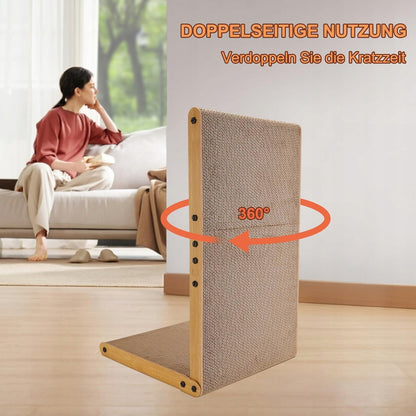 OWNpets Drapak dla kota tekturowy w kształcie L 68 x 40 x 40 cm z poduszką – brązowy